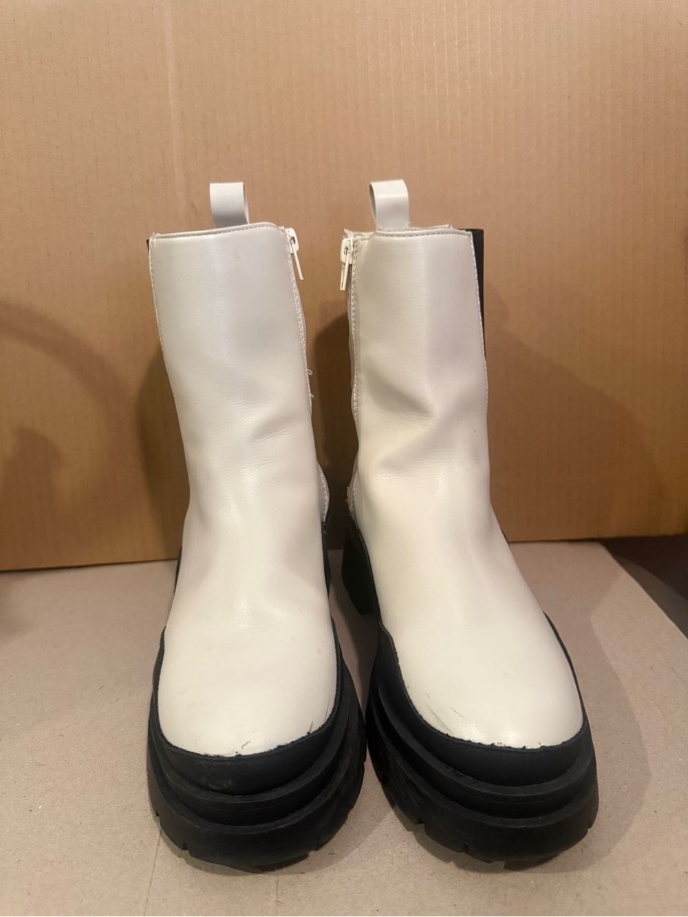 Wild Pair White Platform Chelsea Boots with Black Sole - Women's